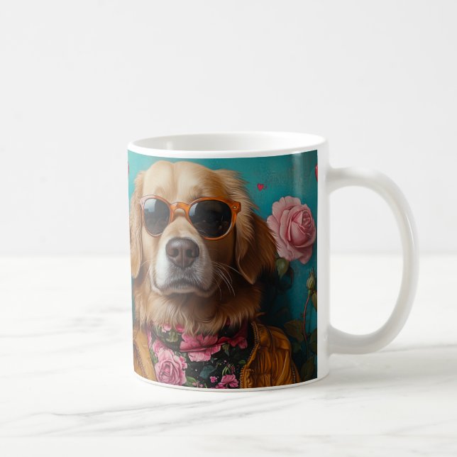 Golden Retriever med hjärt-Ro Alla hjärtans dag Kaffemugg (Höger)