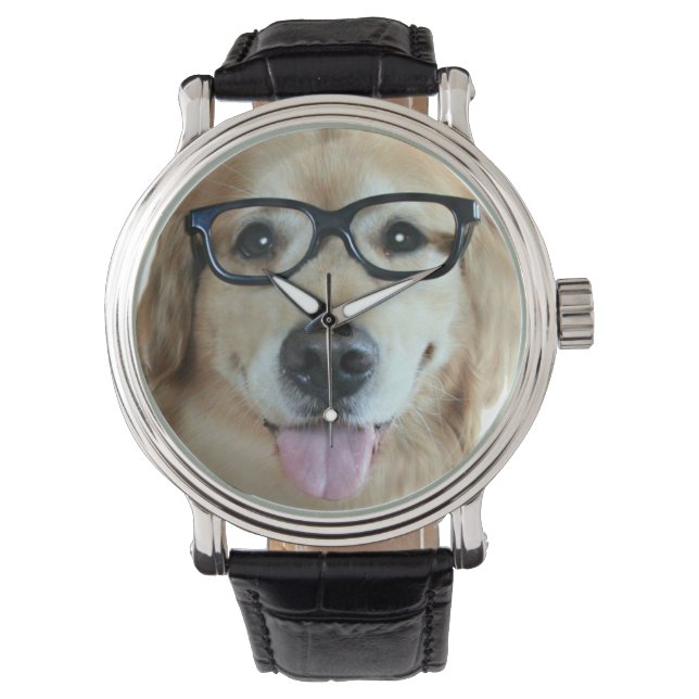 Golden Retriever med hylsglas Armbandsur (Framsida)