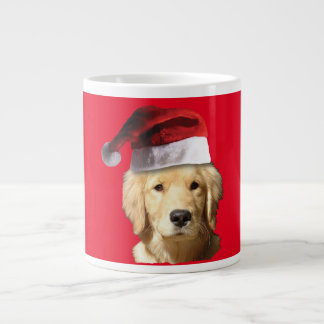 Golden Retriever med Jultomten Hat Jumbo Mugg