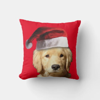 Golden Retriever med Jultomten hat Kudde