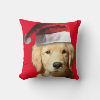 Golden Retriever med Jultomten Hat Kudde