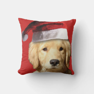 Golden Retriever med Jultomten Hat Kudde