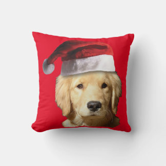 Golden Retriever med Jultomten Hat Kudde