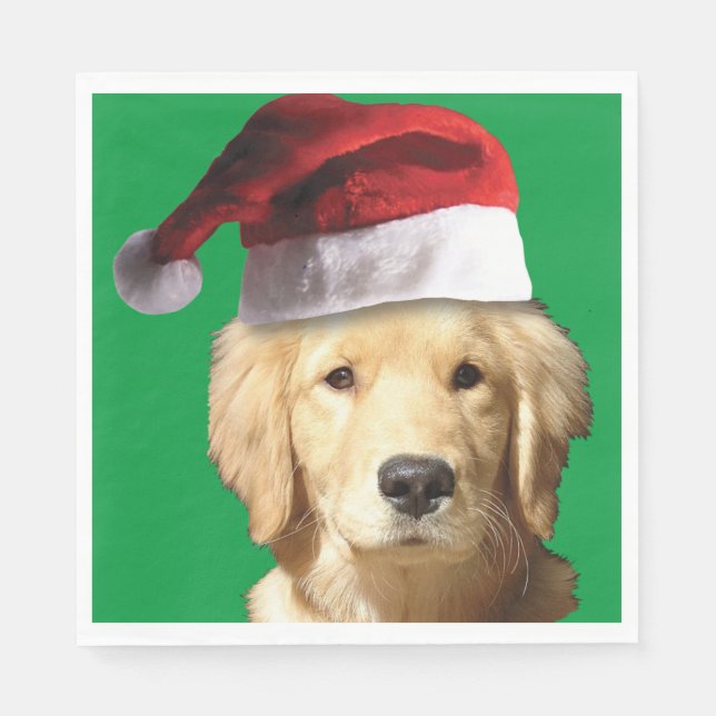 Golden Retriever med Jultomten Hat Pappersservett (Framsidan)