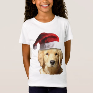 Golden Retriever med Jultomten Hat T Shirt