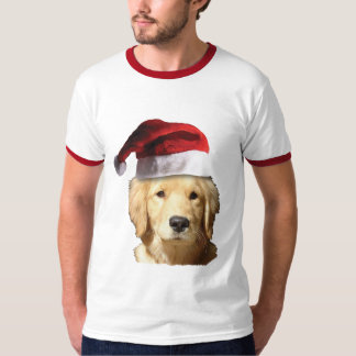 Golden Retriever med Jultomten Hat T Shirt