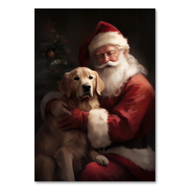 Golden Retriever med Jultomten jul Bordsnummer (Framsidan)