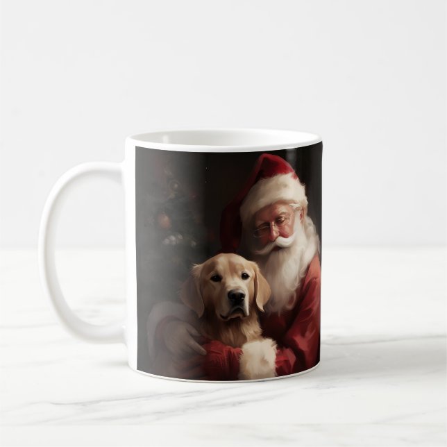 Golden Retriever med Jultomten jul Kaffemugg (Vänster)