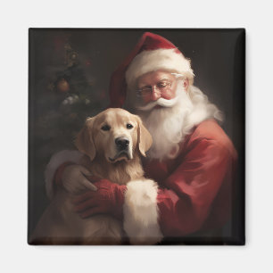 Golden Retriever med Jultomten jul Magnet