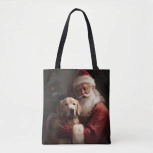 Golden Retriever med Jultomten jul Tygkasse