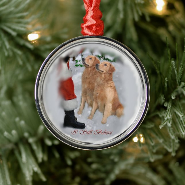 Golden Retriever med jultomten Julgransprydnad Metall (Träd)
