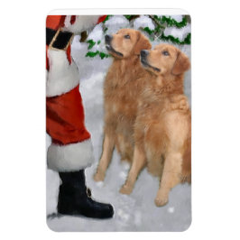 Golden Retriever med jultomten Magnet