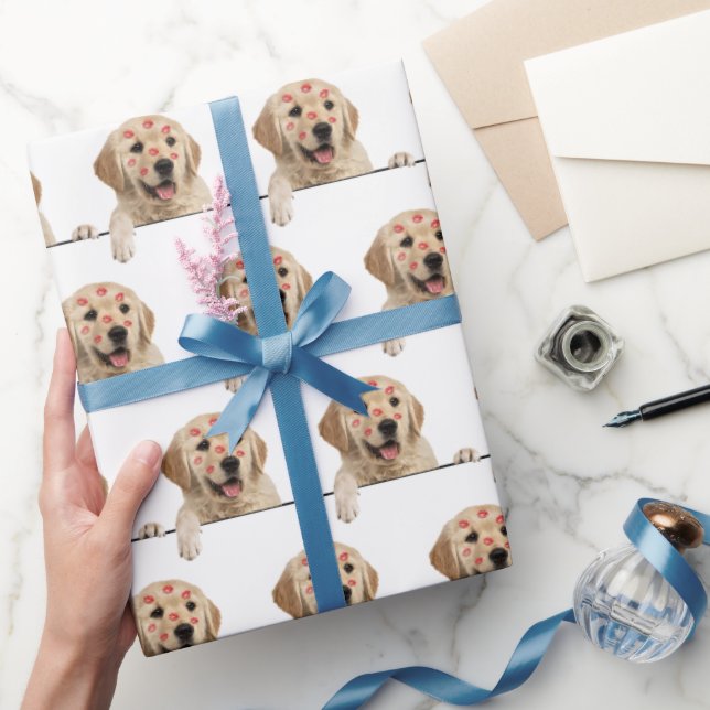 Golden Retriever med Lipstick Kisses Presentpapper (Gifting)