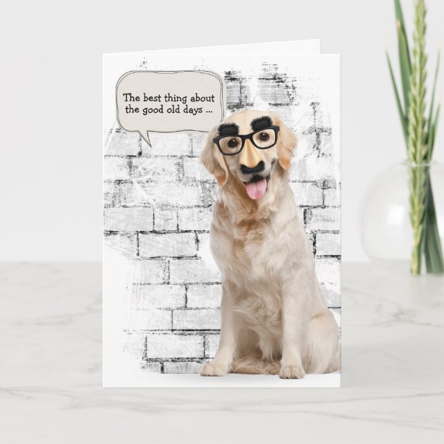 Golden Retriever med lustig maskfödelsedag Kort (Framsida)