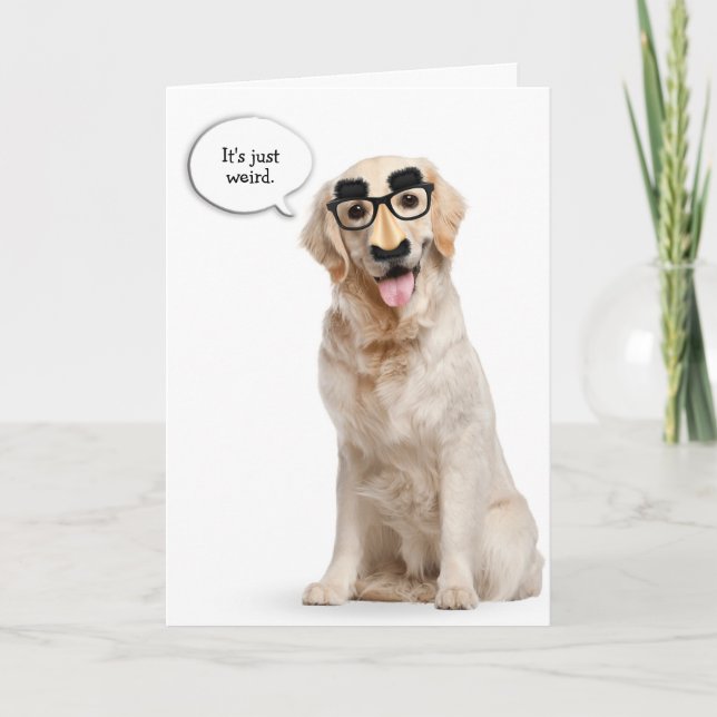 Golden Retriever med lustig maskfödelsedag Kort (Framsida)