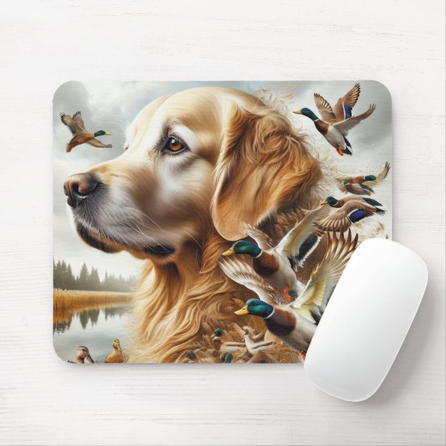 Golden Retriever med Mallard Ankor Musmatta (Med mus)
