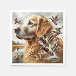Golden Retriever med Mallard Ankor Pappersservett