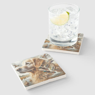 Golden Retriever med Mallard Ankor Stenunderlägg