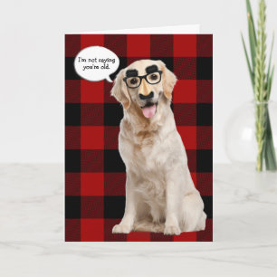 Golden Retriever med mask på plaid Kort