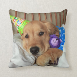 Golden Retriever med Nalle födelsedag Kudde