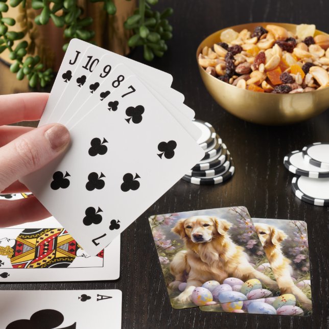 Golden Retriever med Påskägg Casinokort (På plats)