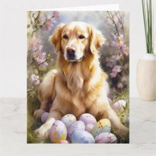 Golden Retriever med Påskägg Kort