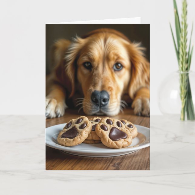 Golden Retriever med Pawprint Cookies Kort (Framsida)