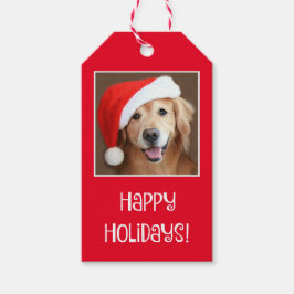 Golden Retriever med Red Santa Hat Presentetikett