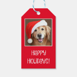 Golden Retriever med Red Santa Hat Presentetikett