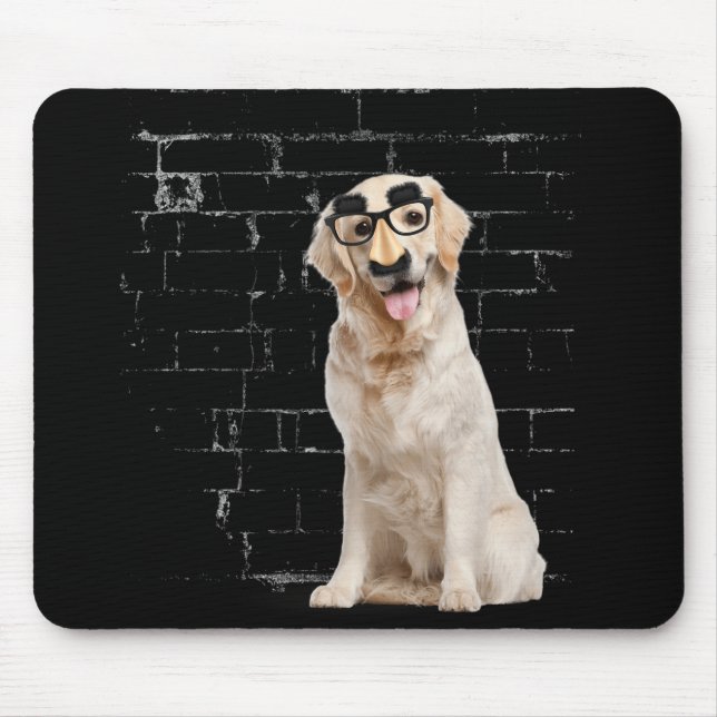 Golden Retriever med rolig mask-musknapp Musmatta (Framsidan)