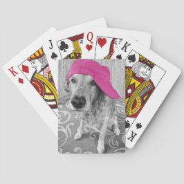 Golden Retriever med rosa baseballsockel Casinokort