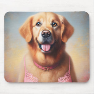 Golden Retriever med Rosa Bra Musmatta