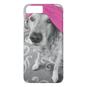 Golden Retriever med rosa sockel