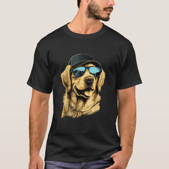 Golden Retriever med sol-glasögon T Shirt (Framsida)