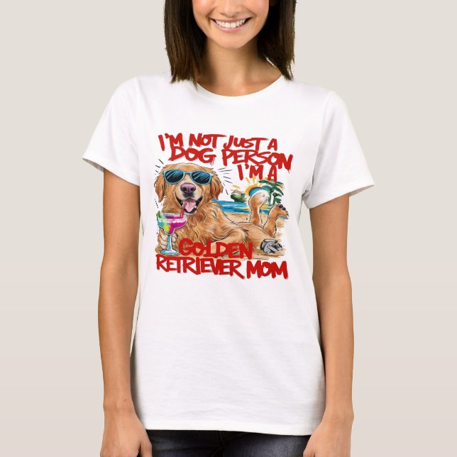 Golden Retriever med solglasögon och dryck T Shirt (Framsida)