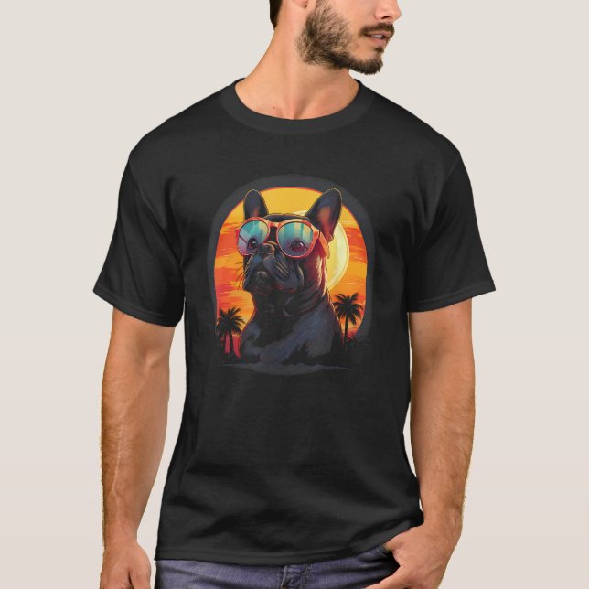 Golden Retriever med solglasögon Sunset Retro Vint T Shirt (Framsida)