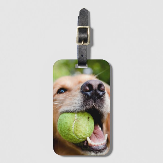 Golden Retriever med tennis Boll Bagagebricka (Framsida vertikal)