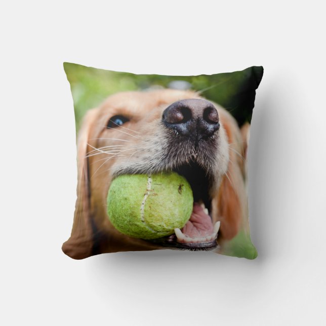 Golden Retriever med tennis Boll Kudde (Framsida)