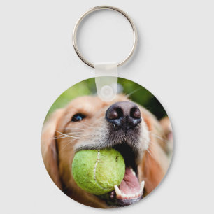 Golden Retriever med tennis Boll Nyckelring