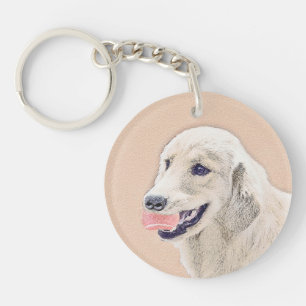 Golden Retriever med Tennis Boll Painting Hund Art
