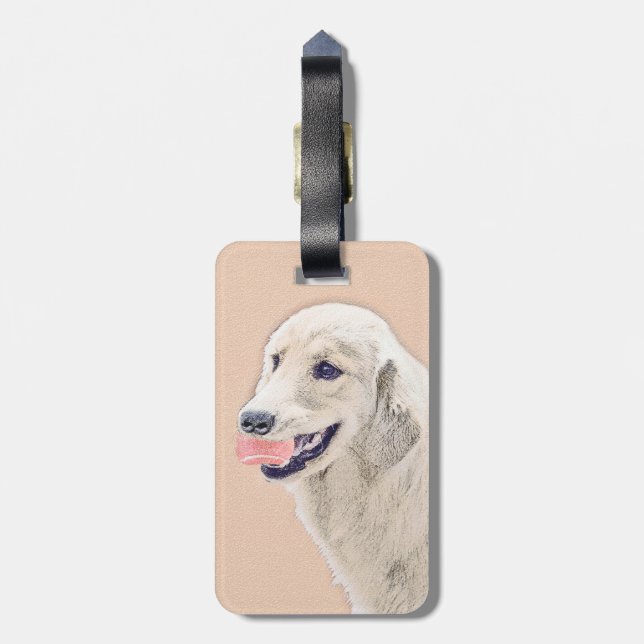 Golden Retriever med Tennis Boll Painting Hund Art Bagagebricka (Baksidan Lodrät)