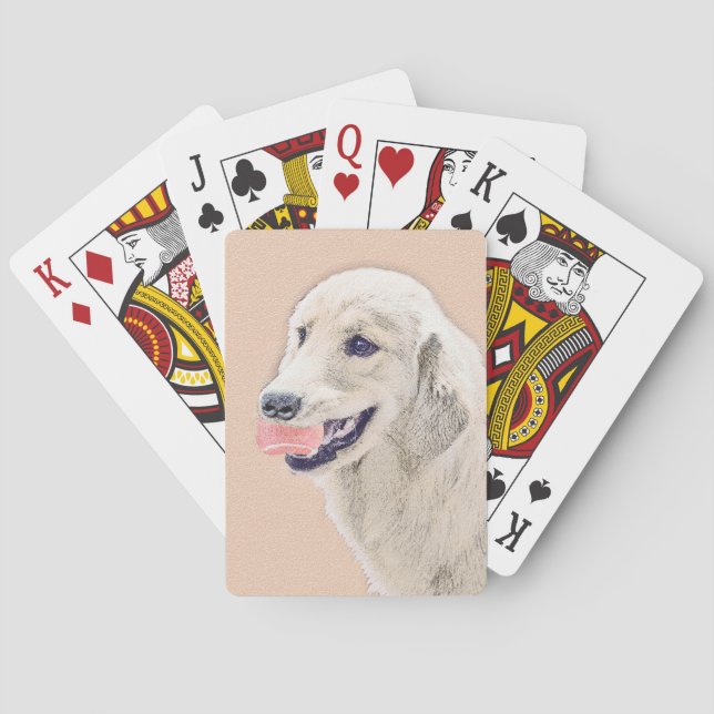 Golden Retriever med Tennis Boll Painting Hund Art Casinokort (Baksidan)