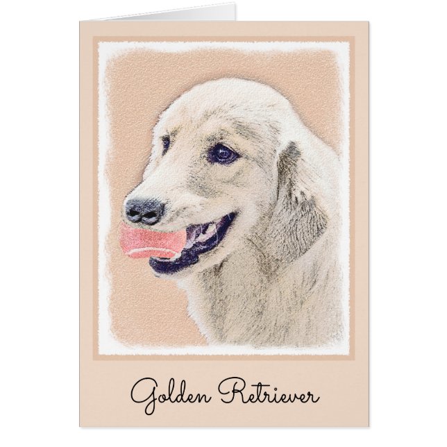 Golden Retriever med Tennis Boll Painting Hund Art Hälsningskort (Framsidan)