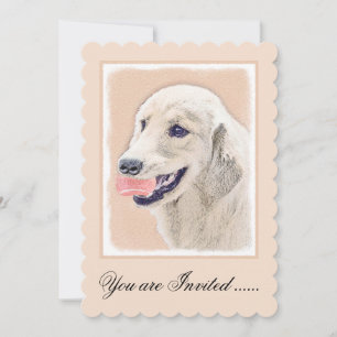 Golden Retriever med Tennis Boll Painting Hund Art Inbjudningar