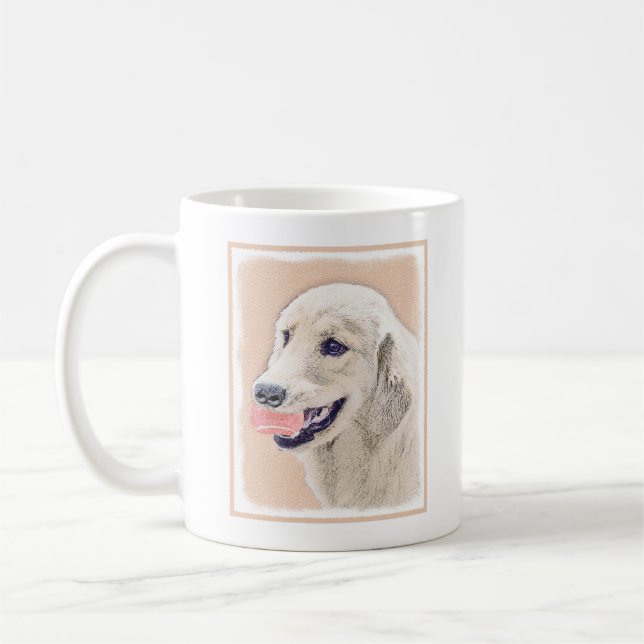 Golden Retriever med Tennis Boll Painting Hund Art Kaffemugg (Vänster)