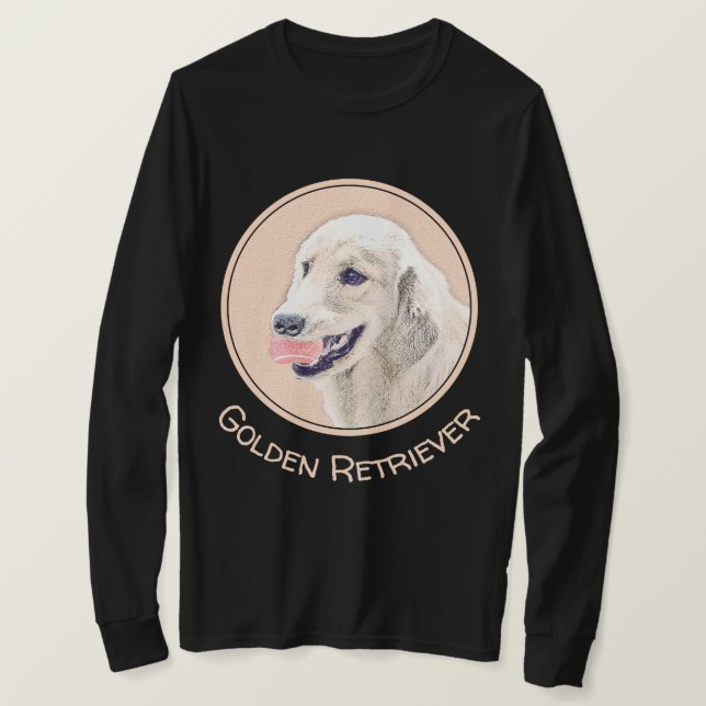 Golden Retriever med Tennis Boll Painting Hund Art T Shirt (Design framsida)