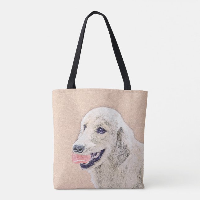 Golden Retriever med Tennis Boll Painting Hund Art Tygkasse (Baksida)
