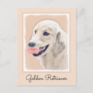 Golden Retriever med Tennis Boll Painting Hund Art Vykort