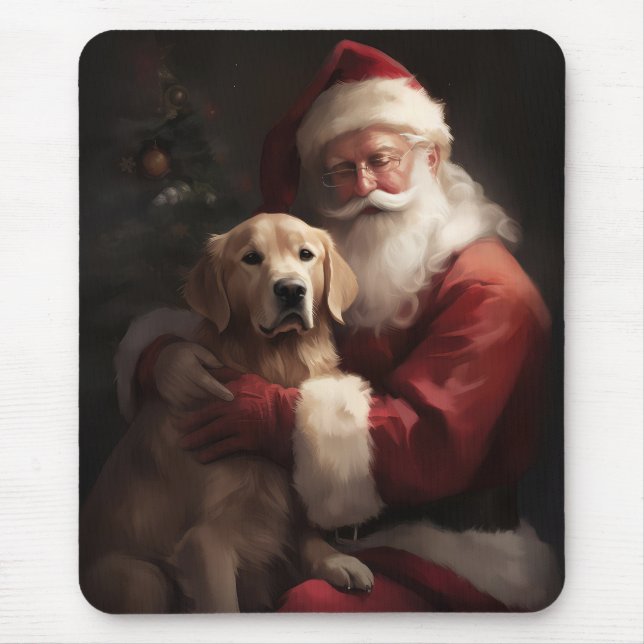 Golden Retriever Med Tomte Jul Musmatta (Framsidan)
