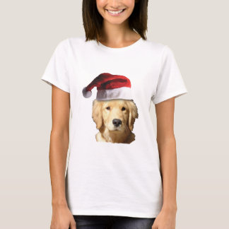 Golden Retriever med tomten Hat T Shirt